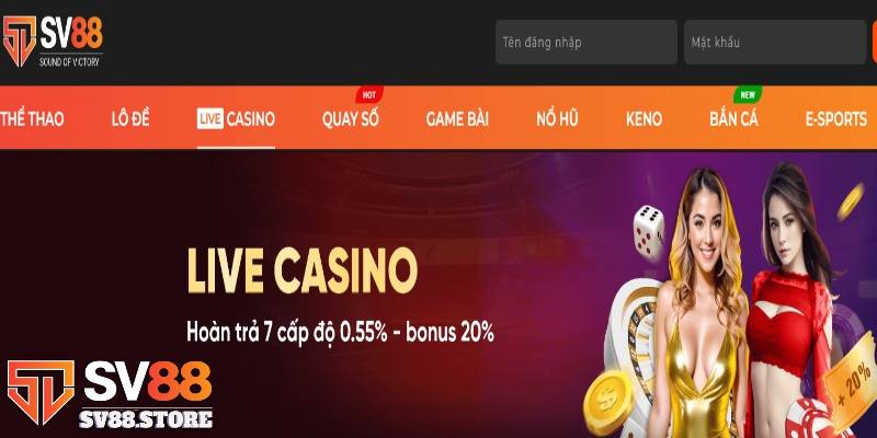 Ưu điểm tuyệt vời của sảnh live casino Sv88